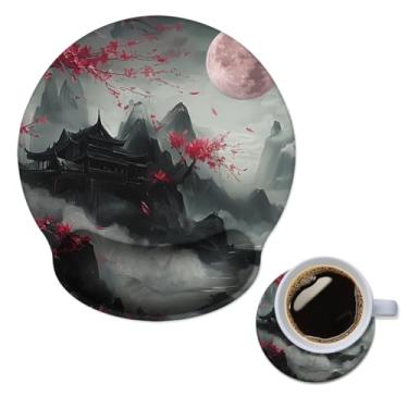 Imagem de AFUZLE Mouse pad com suporte de pulso, mouse pad ergonômico com almofada de descanso de pulso de espuma de memória, base de borracha antiderrapante para jogos em casa, escritório, computador, laptop