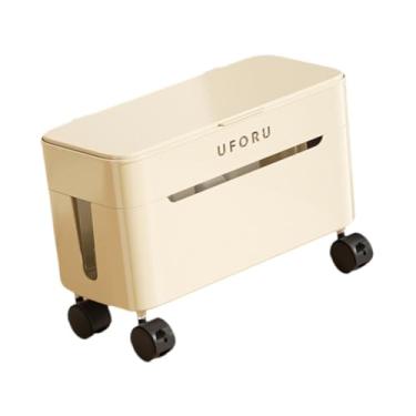 Imagem de FytStycale Organizador de cabos para organização de cabos, para computador de mesa e escritório, com rodas, para carregadores e armazenamento de fios, Branco