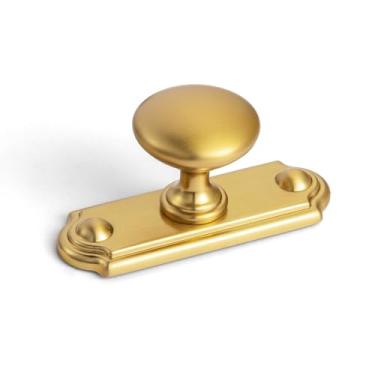 Imagem de Goo-Ki Puxadores de gaveta de armário com placa traseira/base de ferragens de cozinha de liga de zinco - pacote com 6 alças de puxar de barra de parafuso único em ouro escovado com espaçador