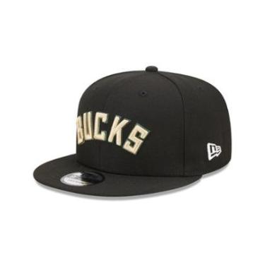 Imagem de Boné New Era 9FIFTY Milwaukee Bucks NBA Preto-Masculino
