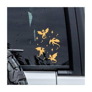 Imagem de MYMKO Decalque de dragão voando, decalques de janela de carro de quarta asa de fantasia, adesivos UV DTF de 15 cm, adesivos de carro à prova de intempéries para janela de caminhão de carro, adesivos e