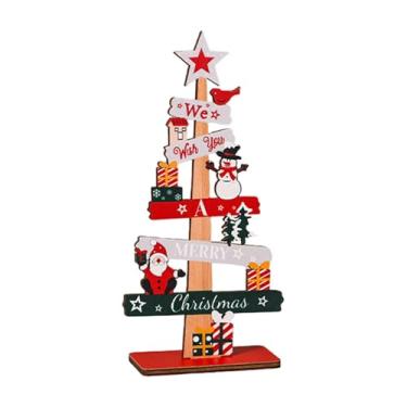 Imagem de Nishiyuenyi Árvore de Natal de Madeira, Pequena Árvore de Natal Colecionável para Centro de Mesa, Placa Decorativa de Natal para Mesa, Estilo B