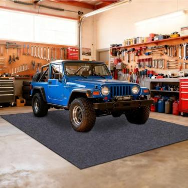 Imagem de Tapete de chão de garagem, (19 x 44 m) protege a superfície do chão de loja de garagem, tapete de chão para carrinhos de golfe, tapete de óleo absorvente premium - tecido absorvente macio e suporte