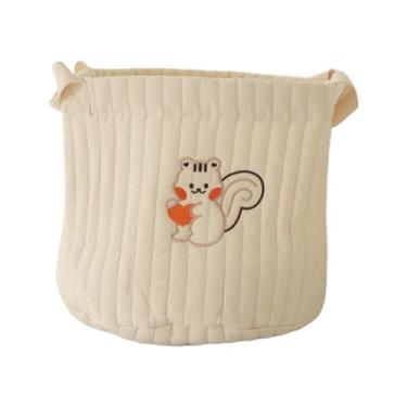 Imagem de Yunhgft Cesto para Fraldas, Organizador de Fraldas, Presente para Chá de Bebê, Versátil, Recipiente de Armazenamento Vazio para O Quarto Do Bebê, Bolsa Organi, Esquilo Branco Grande, Tamanho real