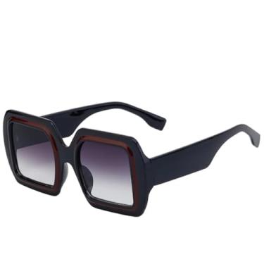 Imagem de JRLLFD Óculos de sol femininos de luxo, armação grande, moda masculina, para dirigir ao ar livre, UV400 (preto, vermelho, cinza)