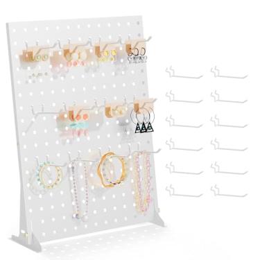 Imagem de Urban Deco Peg Board Display - Suporte de exibição de quadro de fornecedores com ganchos de pinos, suportes para shows e feiras de artesanato - expositor de joias de varejo para acessórios - suportes
