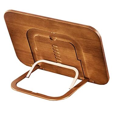 Imagem de Prateleira de leitura, estante de livros de utensílios de cozinha de madeira, ajuste de 8 ângulos e suporte para tablet, livro didático de casa, escritório, instrumento musical, suporte de exibição