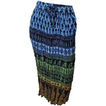 Imagem de Saia Indiana Longa Tradicional Crepe Estampada Degradê - Sarat Moda In