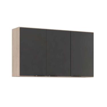 Imagem de Armário Aéreo P/ Cozinha Firenze 3 Portas 120cm Avena/grafito - Demóbile