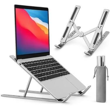 Imagem de Suporte Ajustável para Notebook – Base Ergonômica Antiderrapante e Dobrável para Apoio de Notebook, Suporte MacBook e Laptops em ABS – Compatível com Todas as Marcas, Ideal para Trabalho e Home Office