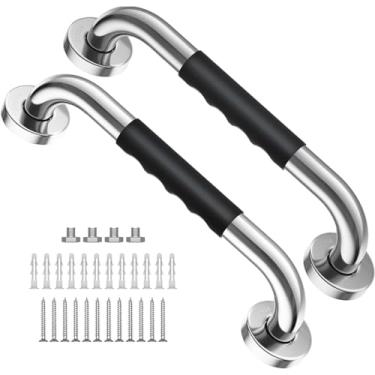 Imagem de GM Bear Kit 2 Barras Apoio,Barras De Apoio De Idoso,Aço Inox com Silicone Antiderrapante para Idosos, Deficientes e Grávidas (30CM)