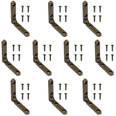 Imagem de XZW 10 peças vintage dobradiça 90 graus caixa de joias ferragem caixa de madeira caixa de joias caixa de joias caixa de armário hardware com parafusos