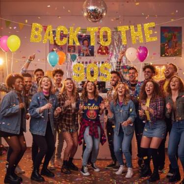 Imagem de Kainds Fundo dos anos 90, letras grandes impressionantes de 19,6 cm, cena de celebração de aniversário doce para adolescentes! Letras antiderrapantes glamorosas e glitter resistente a arranhões