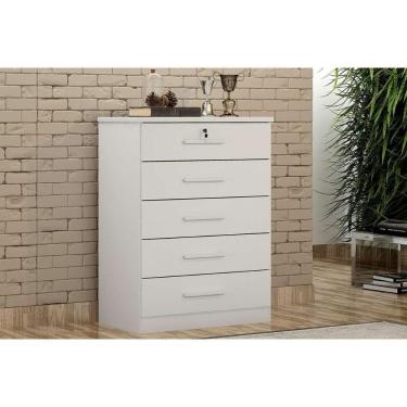 Imagem de Cômoda De Quarto Suíça-austria C- 5 Gavetas Neve - Novo Horizonte