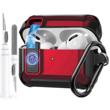Imagem de Olytop Capa para Airpods Pro 3 com trava magnética automática, capa robusta para Apple Airpods Pro 3ª geração 2025, capa protetora à prova de choque para iPod Pro3 Gen com mosquetão e kit de limpeza