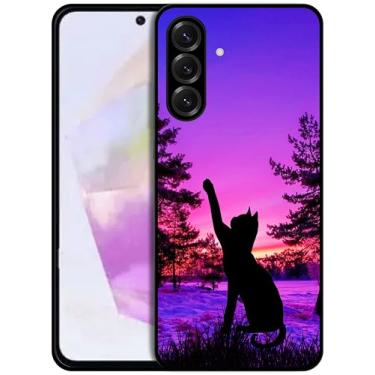 Imagem de SM CASES Capa para Samsung Galaxy A56 5G - Gato ao pôr do sol design impresso 2D traseira de telefone capa protetora de borracha TPU à prova de choque para Samsung Galaxy A56 5G