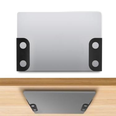 Imagem de Suporte Laptop Sob a Mesa, Suporte Parede & Sob Mesa Laptop Prateleira Armazenamento Tablet PC com Almofadas Anti-Riscos para MacBook Teclado Roteador & Dispositivos até 37mm Espessura (Preto)