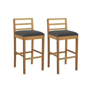 Imagem de Banqueta Sala De Jantar Sofia 1bmm006ca Premium Madeira Maciça Kit 2 Un Carvalho-boucle Grafite - Kappesberg