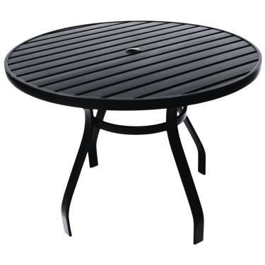 Imagem de Mesa 1,20m Ripada Alumínio Resistente área Externa Piscina Jardim Jantar Preto