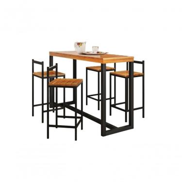 Imagem de Conjunto Balcão Mônaco 4 Banquetas Gol Decor Cinamomo-preto