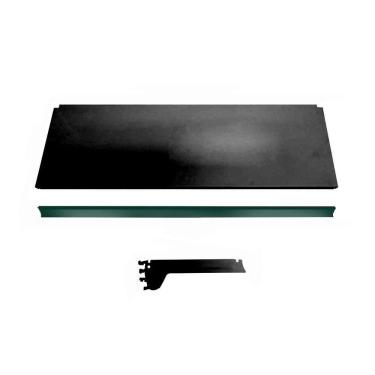 Imagem de Bandeja Prateleira Ponta 30x73 Gôndolas New Plus Preto Porta Etiqueta Verde Sa Gôndolas