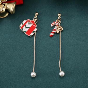 Imagem de Brincos de Natal femininos de boneco de neve com pingente de floco de neve, roupas de Natal, acessórios de bijuteria, 2inch, Cobre, Sem pedra preciosa