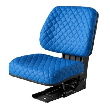 Imagem de noadre Capa de assento de trator resistente durável Impertex acolchoado para tratores e empilhadeiras, cortador de grama (couro azul - costurado azul)