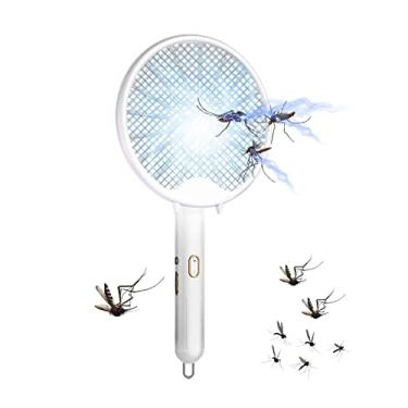 Imagem de Raquete Elétrica Bugg Zapper | Mata-mosquitos elétrico recarregável USB,Raquete mata-moscas dobrável com 3000 Volts Fly Zapper, raquete elétrica para áreas externas, internas acampamento Buniq