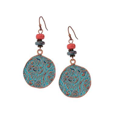 Imagem de MINACHI Brincos pendentes étnicos vintage boêmios retrô com tema turquesa antiga, joia boho, presente para mulheres, Aço inoxidável, Sem pedra preciosa