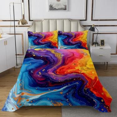 Imagem de Colcha infantil marmorizada, solteiro, abstrata, pedra de mármore, textura luxuosa, decoração de quarto de meninos e meninas, estilo arte de graffiti tie-dye, colcha acolchoada, colcha de cama