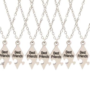 Imagem de DATOA 4/5/6/7/8 peças, vários quebra-cabeças, Best Friends Forever, conjunto de pingente de coração gravado de aço inoxidável, colares de amizade, presentes para melhores amigas e homens, 16in, Zinco