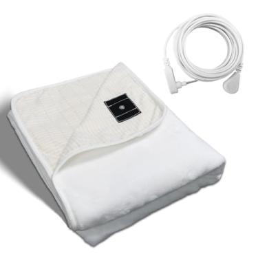 Imagem de LAXVAPIU Cobertor de aterramento Terra conectada manta de fibra prateada aterrada cobertor de colo para cama sofá cadeira com cordão de 4,5 m (127 x 152 cm, branco)