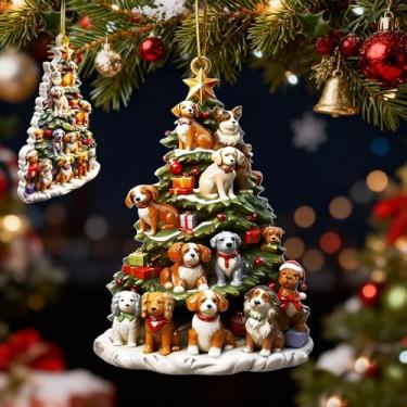 Imagem de Enfeites de Natal para cães, enfeites de árvore de Natal em relevo 2025 para amantes de cães, decoração de Natal perfeita para decorações de Natal para escritório em casa e festas para donos de