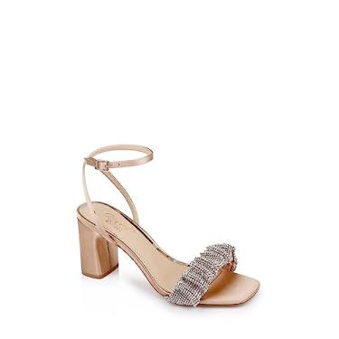 Imagem de Jewel Badgley Mischka Salto Rita Bejeweled Strap Block, Nude amêndoa, 37