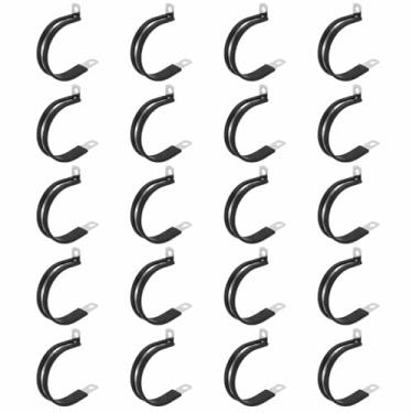 Imagem de HARFINGTON Braçadeira de cabo de aço inoxidável 20 peças 1-3/4" (44 mm) braçadeira de conduíte acolchoada de borracha clipe de alça para instalação doméstica industrial automotiva fio de tubulação