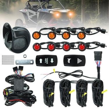 Imagem de EOQIFJM Kit de seta UTV com interruptor basculante, pré-conectado, Plug and Play UTV, luz de perigo, kit universal de rua legal compatível com Polaris, Pioneer, Can-Am, Kawasaki, carrinho de golfe