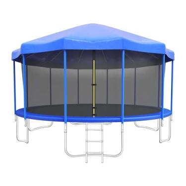 Imagem de HYUIO Cobertura de toldo de tenda de trampolim para trampolins de 1,8 m a 4,9 m - proteção contra o sol ao ar livre acessórios de moldura duráveis ideais para diversão e segurança no verão