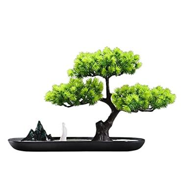 Imagem de KUYBTU Árvores Artificiais Plantas Zen Árvore Artificial Sala de Estar Decoração Cerâmica Rockery Cristal Areia Branca Escritório Estudo Sala de Estar Plantas Artificiais Bonsai