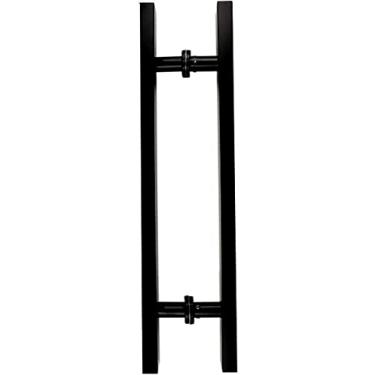 Imagem de ZDJZMGZ Puxador de porta de vidro de aço inoxidável puxador de porta de aço inoxidável escovado tubo quadrado preto vidro deslizante madeira dupla face push pull barra de aperto de porta para casa