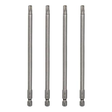 Imagem de HARFINGTON 4 peças T30 Torx cabeça chave de fenda 1/10.2 cm haste sextavada 6" (150 mm) de comprimento magnético sem furo ponta à prova de adulteração 6 pontas estrela chave de fenda S2 aço industrial