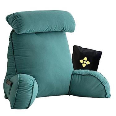 Imagem de Almofadas de leitura para suporte para as costas da cama | Almofada grande de suporte lombar com braço/suporte removível para pescoço | Travesseiros de braço de cadeira de cama para descanso de cama |