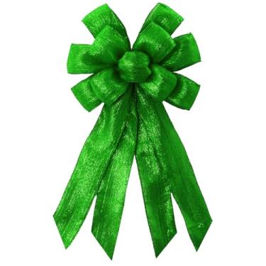 Imagem de anshome Grande laço de Natal para guirlanda verde com glitter, enfeite de árvore verde, enfeite decorativo para casamento, casa, exterior, festa interna