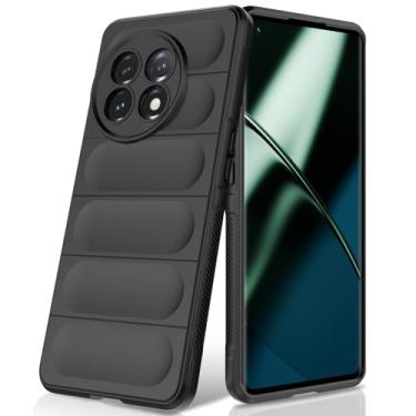 Imagem de BonYonka Capa de silicone para OnePlus 11, forro de microfibra antiarranhões, capa à prova de choque com proteção para câmera, preta