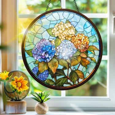 Imagem de Acrílico colorido, apanhador de sol, decoração de janela suspensa de flores, arte de parede de arco-íris, para sala de estar, quarto, varanda, interior, exterior, jardim, paisagem, decoração, 19 x 19