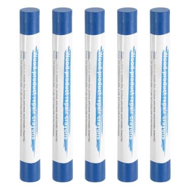 Imagem de HARFINGTON 5 peças de bastões de enchimento de madeira, cera de madeira, retoque de móveis, gizes de cera de reparo para madeira, safira