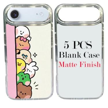 Imagem de JUSTRY 5 conjuntos de capas de telefone em branco de sublimação para iPhone Air 2 em 1 2D DIY TPU capa de borracha macia + inserções foscas, fácil de sublimar personalizado subtransparente