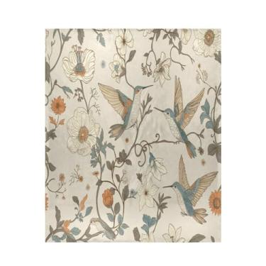 Imagem de Blueangle Cobertor de beija-flores e plantas, super macio e quente, 127 x 152 cm, leve para todas as estações, cobertor aconchegante para cama, sofá, sofá, fácil de cuidar (415)
