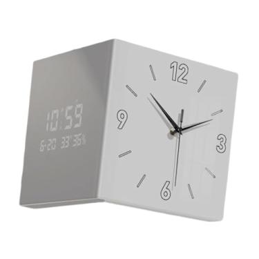 Imagem de IEUDNS Relógio de parede dupla face com display digital, fácil de instalar, relógio de parede silencioso, luz noturna para sala de aula, escritório e casa, Cinza Claro
