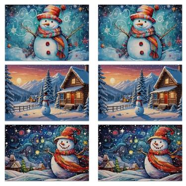 Imagem de Jogo americano de Natal de inverno, jogo americano de plástico de boneco de neve vermelho, 30 x 45 cm, impermeável, antiderrapante, lavável, tapetes para cozinha, jantar, festa, mesa, decoração