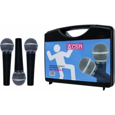 Imagem de Kit 3 Microfones Dinâmico Mão Csr Ht 58-3 Acompanha Maleta